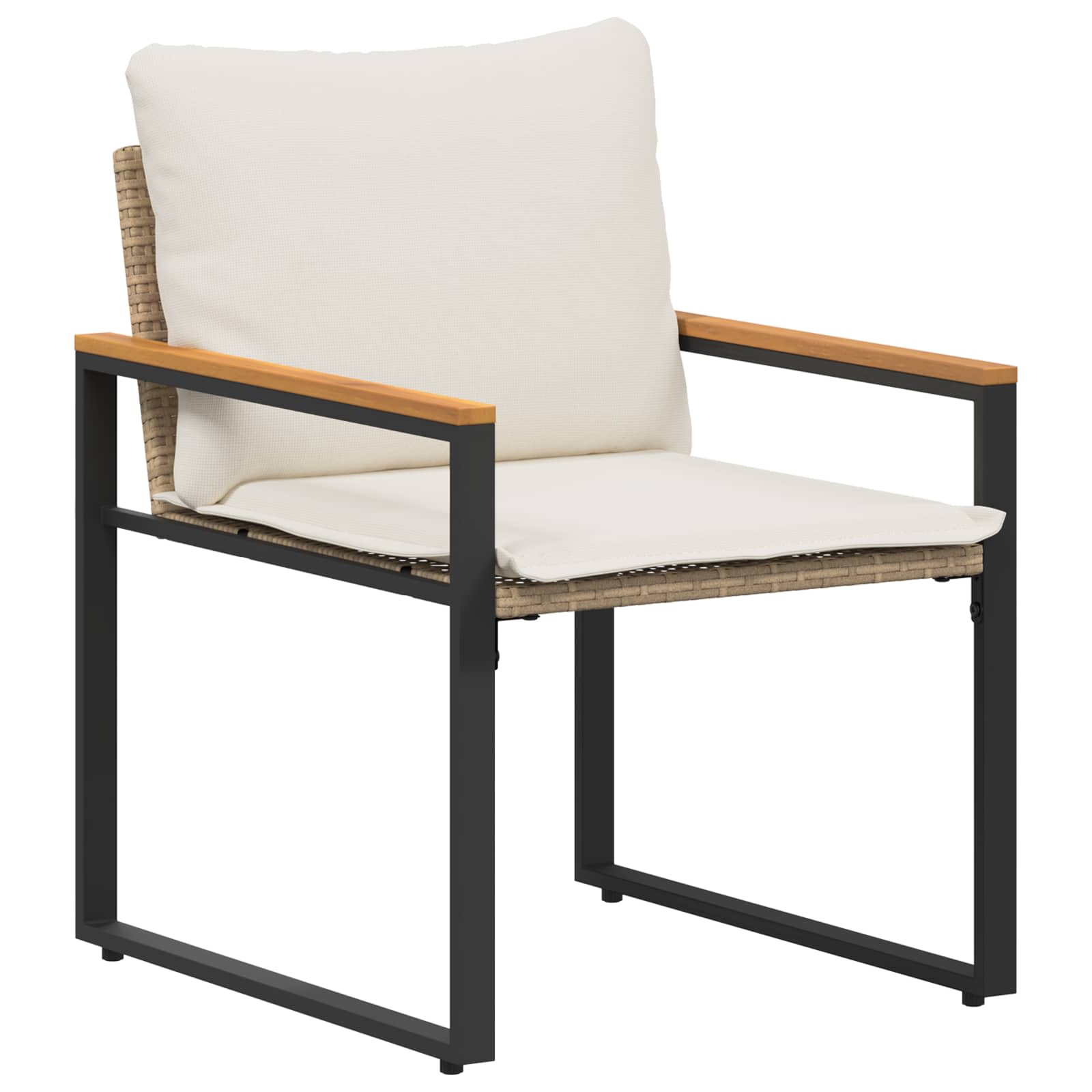 Set di Mobili con cuscino 3 pcs Beige e Bianco Crema Rattan | homemem39