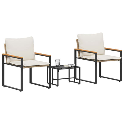 Set di Mobili con cuscino 3 pcs Beige e Bianco Crema Rattan | homemem39