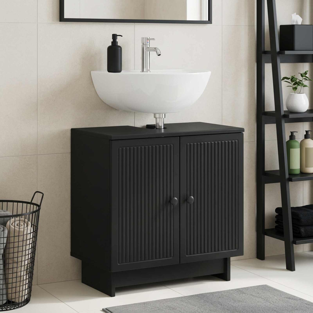 Armadio per Lavabo da Bagno EDE Nero 59,5 x 31,5 x 59 cm