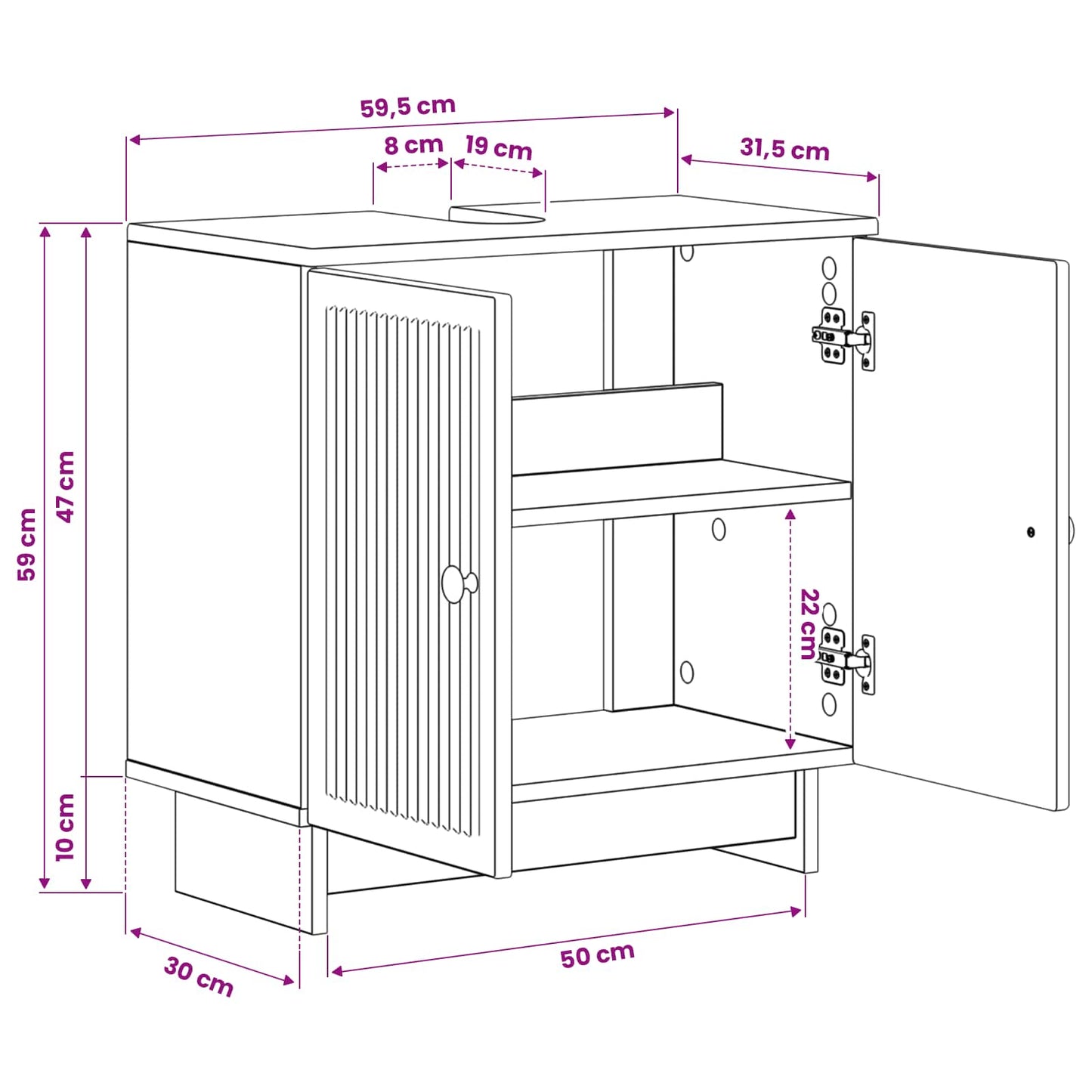 Armadio per Lavabo da Bagno EDE Grigio Cemento | homemem39