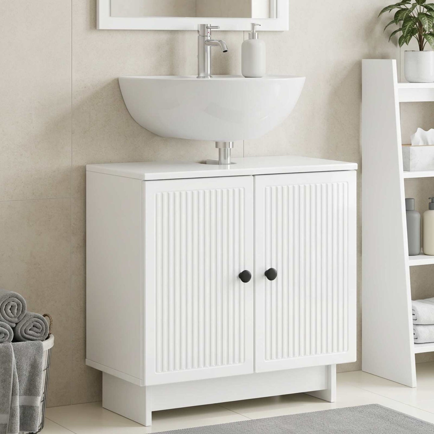 Armadio per Lavabo da Bagno EDE Bianco Lucido