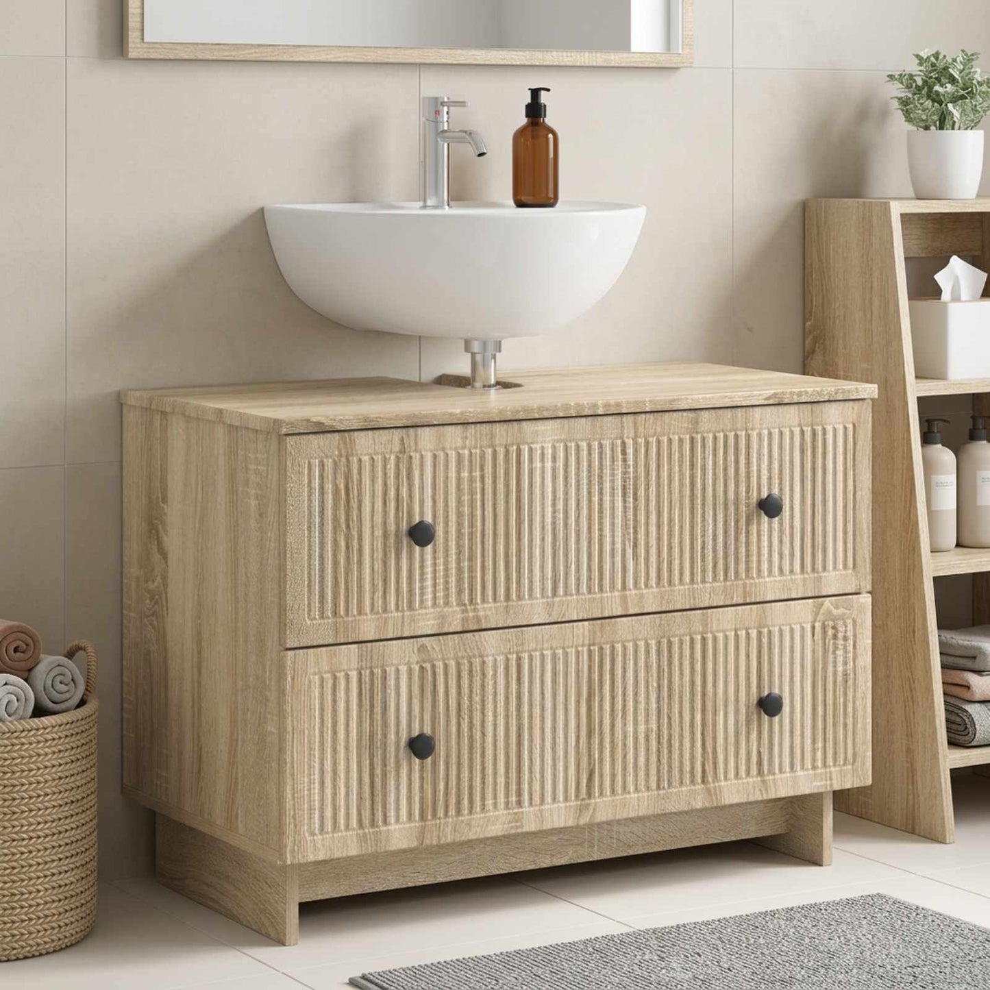 Armadio per Lavabo da Bagno EDE Rovere Sonoma 82 x 41 x 59 cm