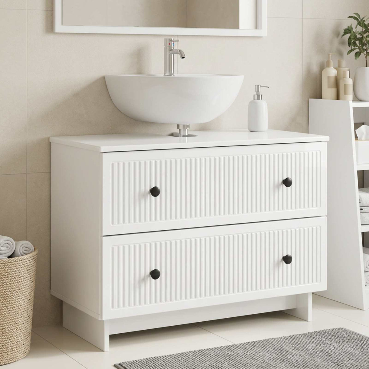 Armadio per Lavabo da Bagno EDE Bianco Lucido 82 x 41 x 59 cm