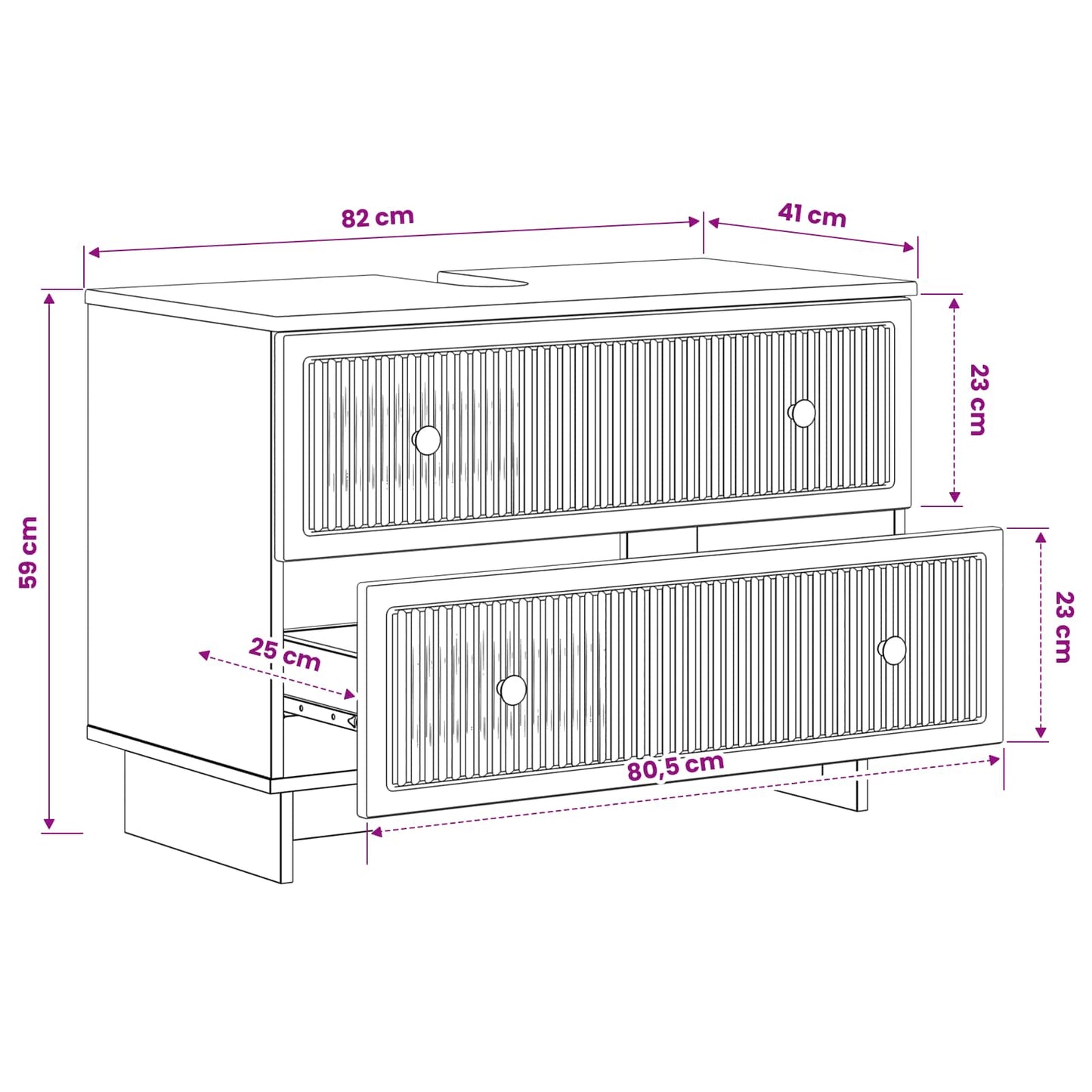 Armadio per Lavabo da Bagno EDE Sonoma grigio 82 x 41 x 59 cm | homemem39