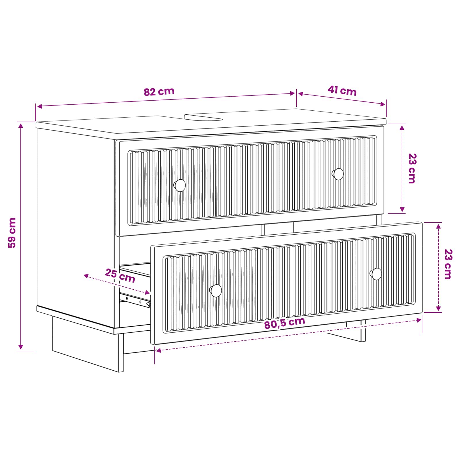 Armadio per Lavabo da Bagno EDE Sonoma grigio 82 x 41 x 59 cm | homemem39
