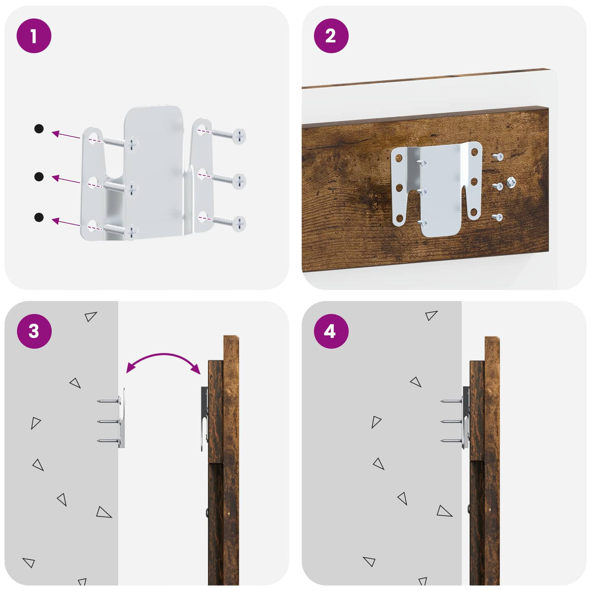 Testiera da Muro HOORN Rovere Fumo Legno ingegnerizzato