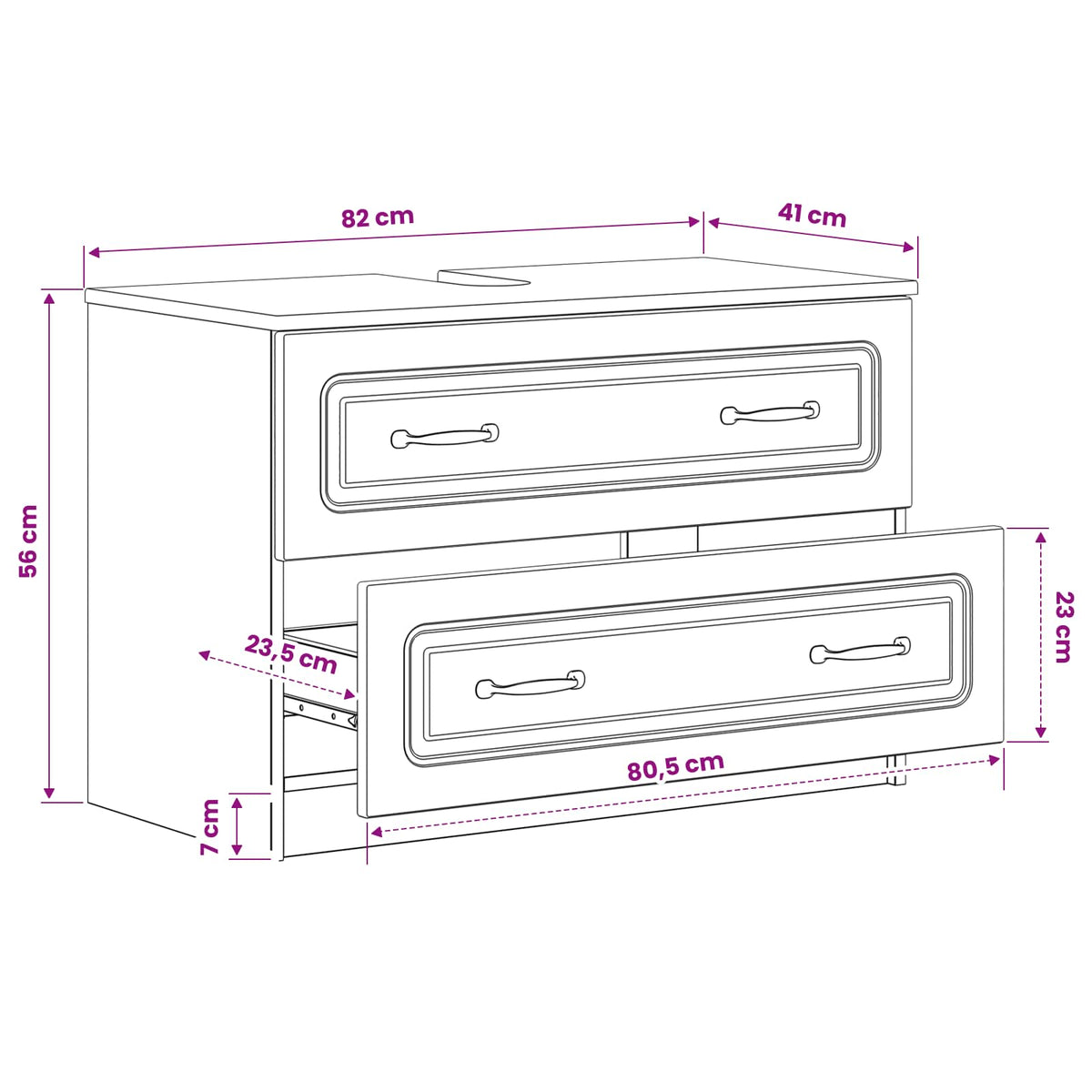 Armadio per Lavabo da Bagno UTRECHT Nero 82 x 41 x 56 cm