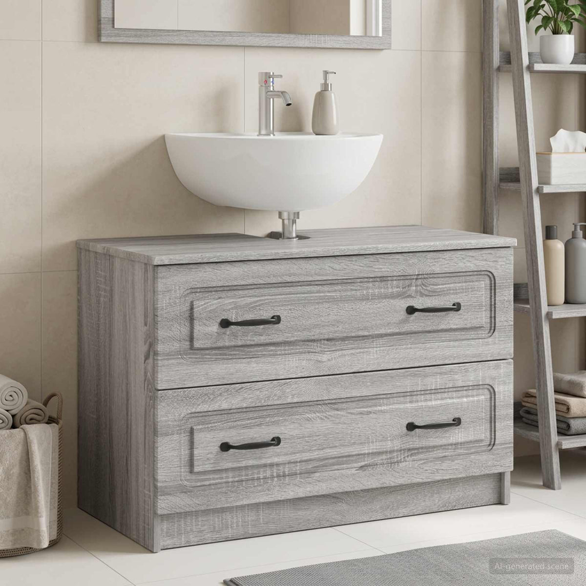 Armadio per Lavabo da Bagno UTRECHT Sonoma grigio