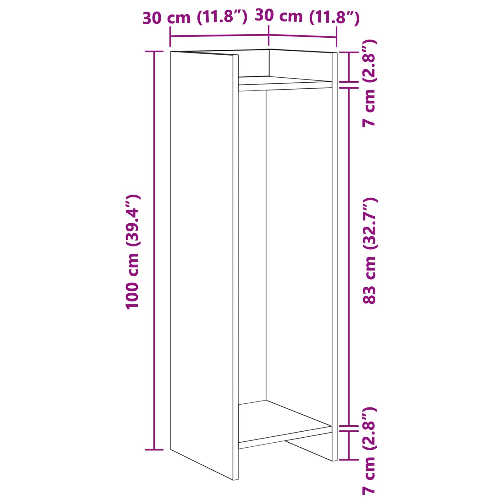 Supporto per piante 2 pcs Bianco 30 x 30 x 100 cm | homemem39