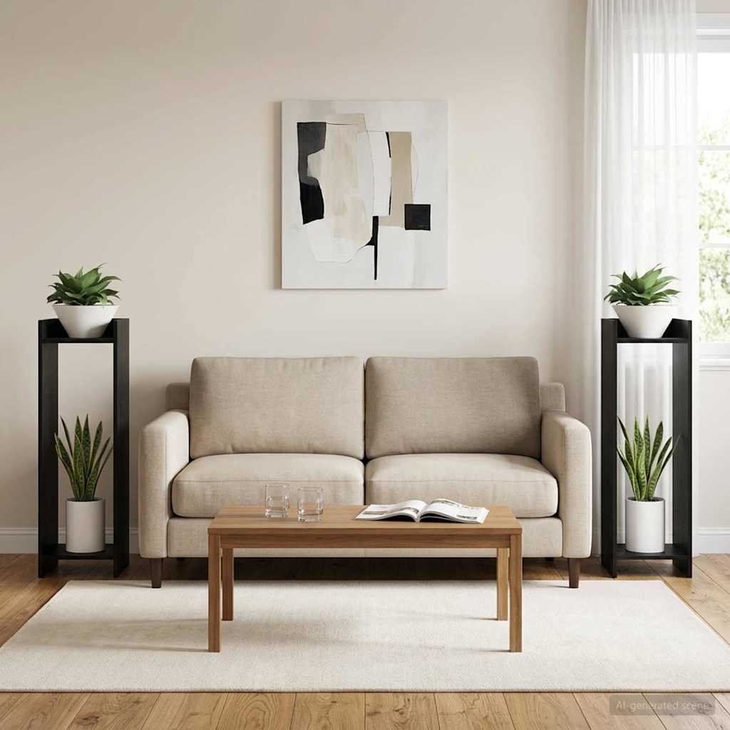 Supporto per piante 2 pcs Rovere Nero 30 x 30 x 100 cm | homemem39