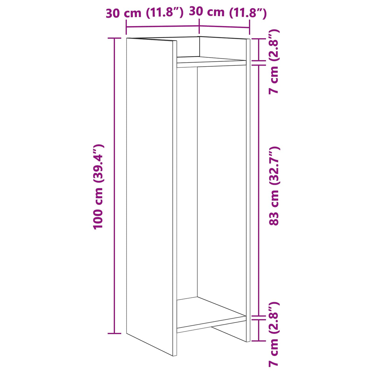 Supporto per piante Rovere Sonoma 30 x 30 x 100 cm | homemem39
