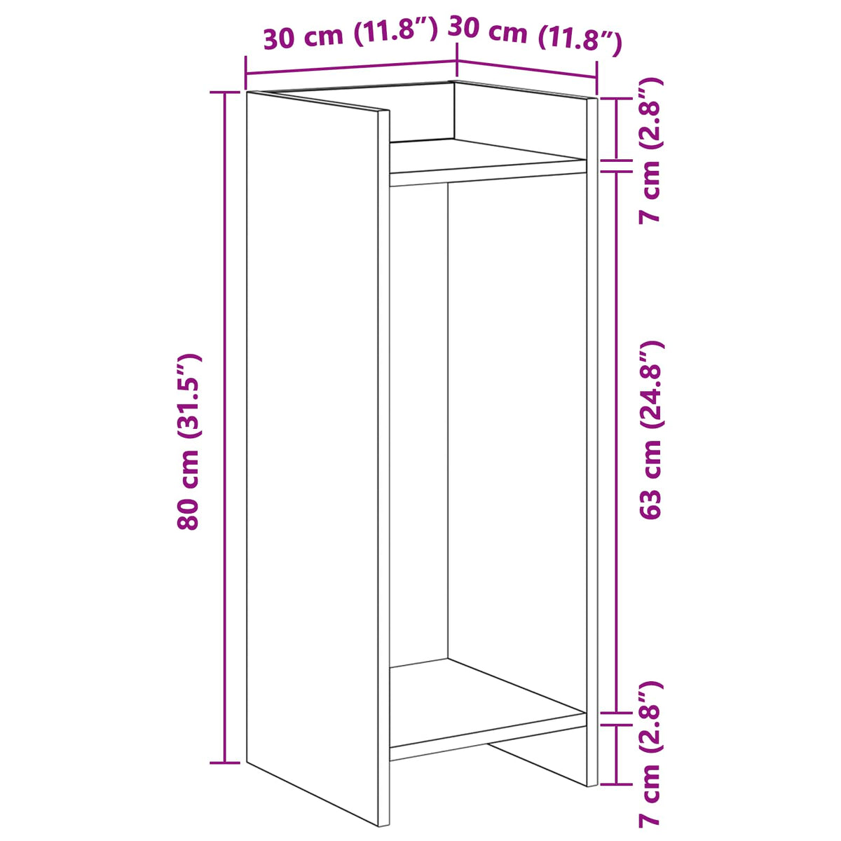 Supporto per piante Rovere Fumo 30 x 30 x 80 cm | homemem39