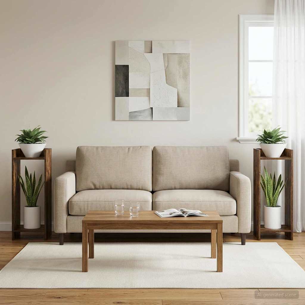 Supporto per piante 2 pcs Quercia Affumicata 30 x 30 x 80 cm | homemem39