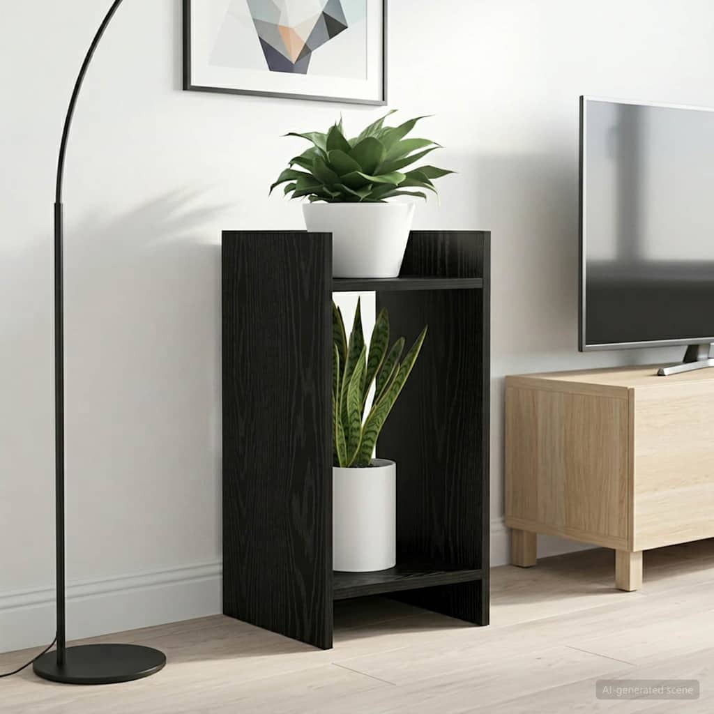 Supporto per piante con lo scaffale Rovere Nero 30 x 30 x 60 cm | homemem39