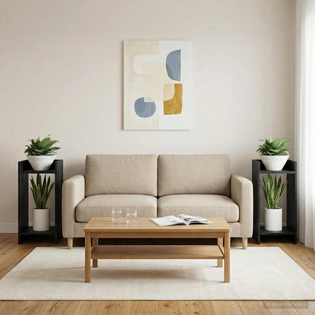 Supporto per piante con lo scaffale Rovere Nero 30 x 30 x 60 cm | homemem39