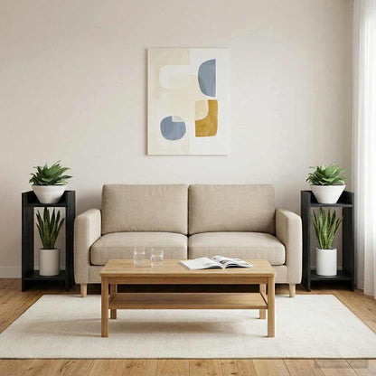 Supporto per piante con lo scaffale Rovere Nero 30 x 30 x 60 cm | homemem39