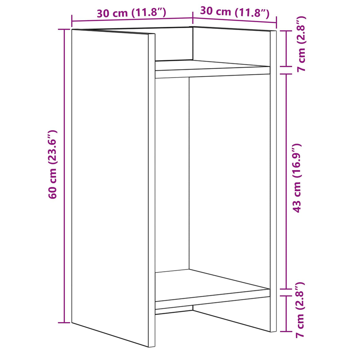 Supporto per piante Sonoma grigio 30 x 30 x 60 cm | homemem39