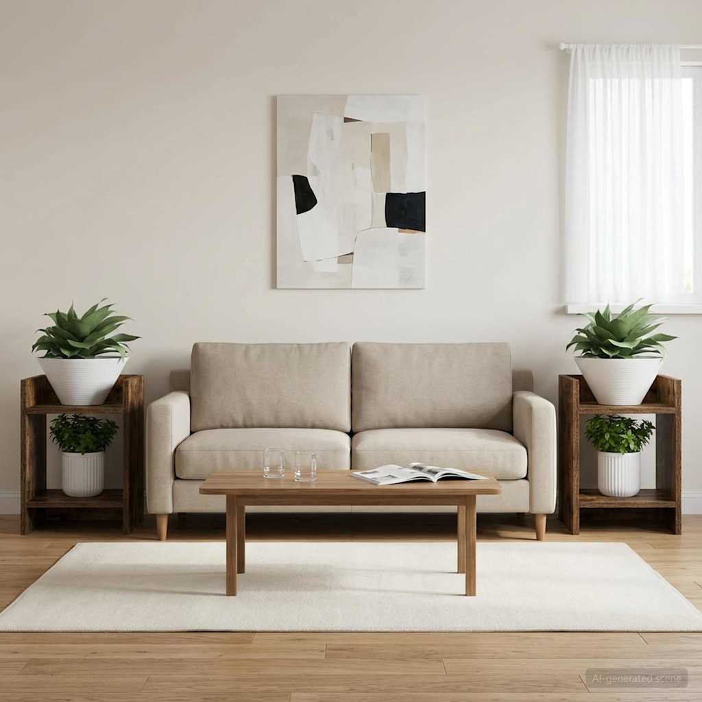 Supporto per piante 2 pcs Quercia Affumicata 30 x 30 x 40 cm | homemem39