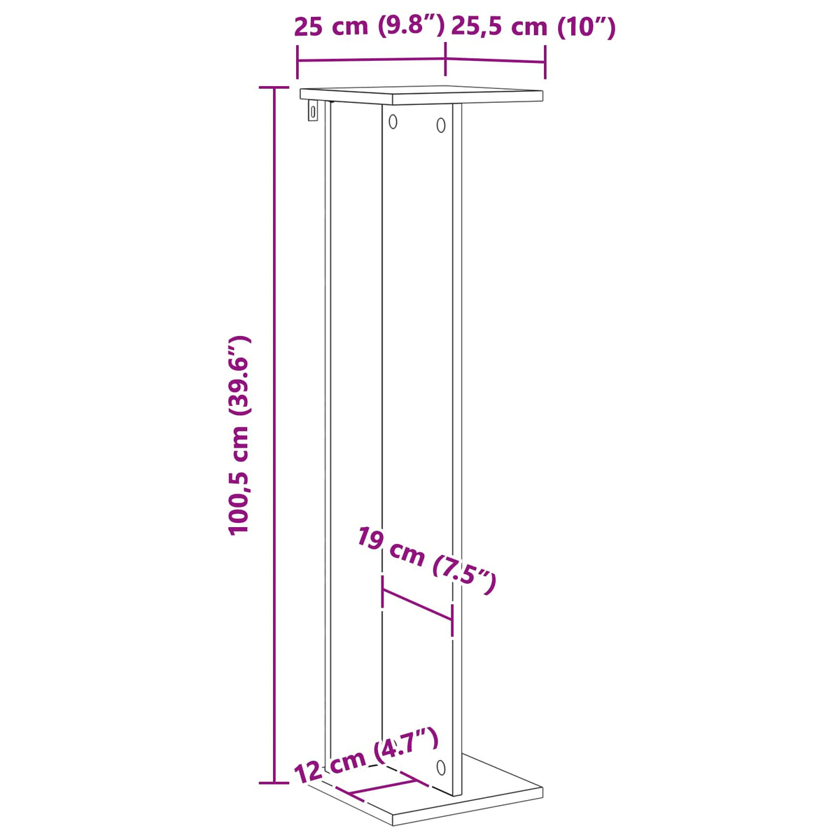 Supporto per piante Rovere Nero 25 x 25,5 x 100,5 cm - homemem39
