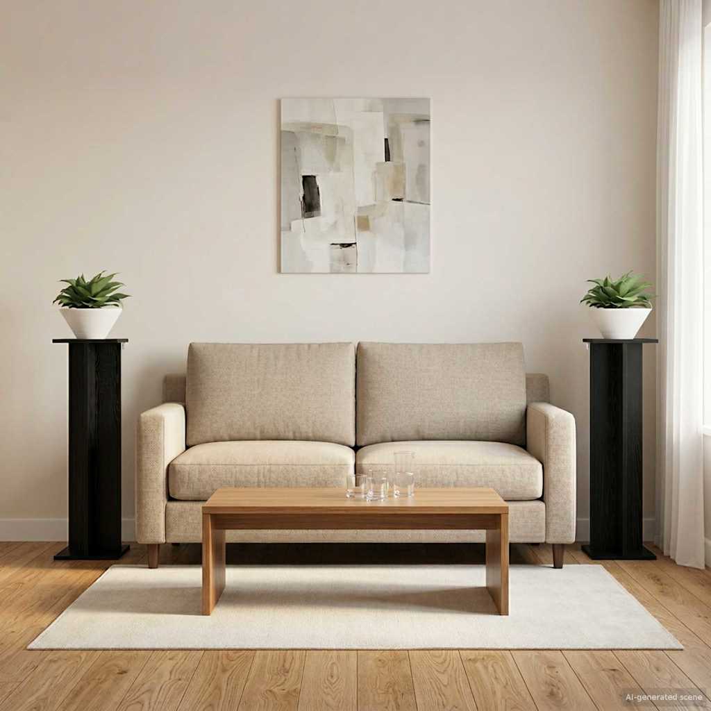 Supporto per piante 2 pcs Rovere Nero 25 x 25,5 x 100,5 cm | homemem39
