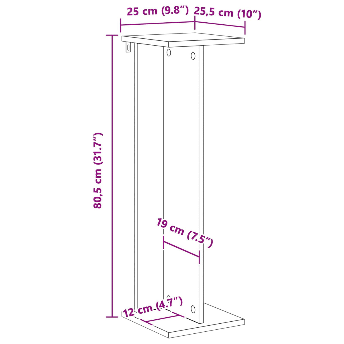 Supporto per piante Rovere Fumo 25 x 25,5 x 80,5 cm | homemem39