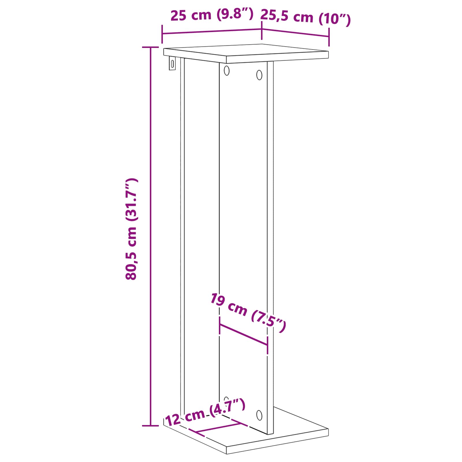 Supporto per piante Rovere Artigianale 25 x 25,5 x 80,5 cm | homemem39