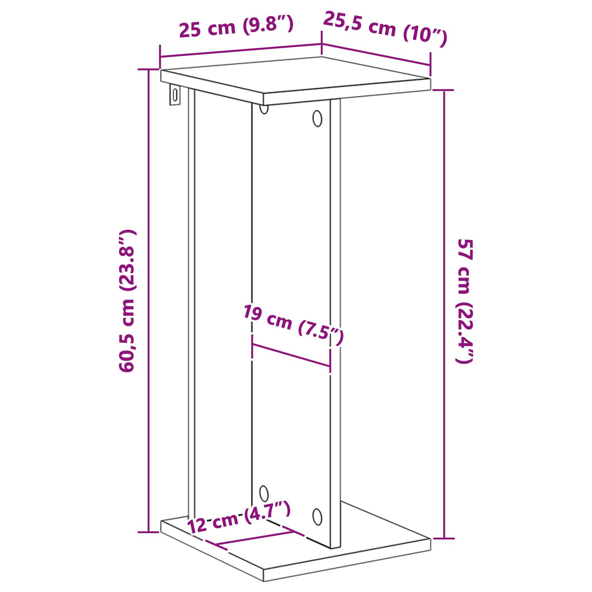 Supporto per piante Rovere Fumo 25 x 25,5 x 60,5 cm | homemem39