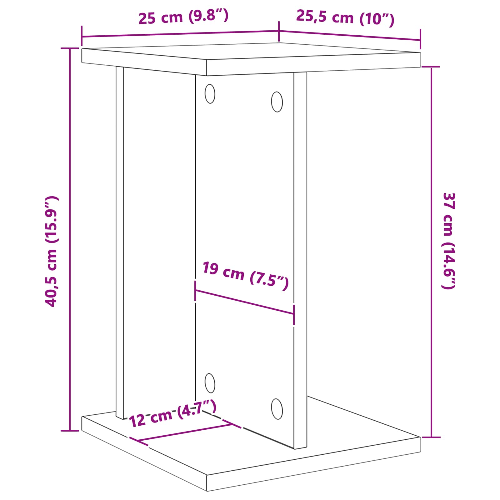 Supporto per piante Rovere Nero 25 x 25,5 x 40,5 cm | homemem39