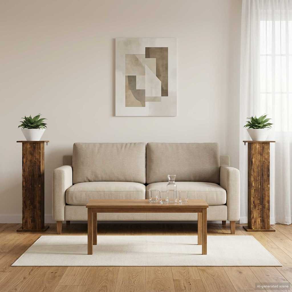 Supporto per piante 2 pcs Rovere Fumo 30,5 x 30 x 100,5 cm | homemem39