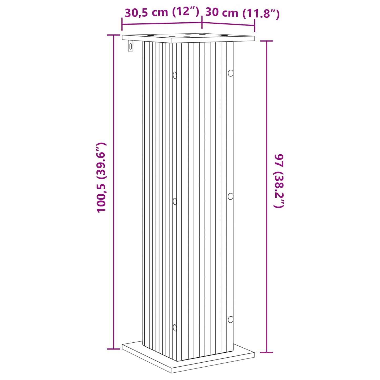 Supporto per piante Rovere Artigianale 30,5 x 30 x 100,5 cm | homemem39