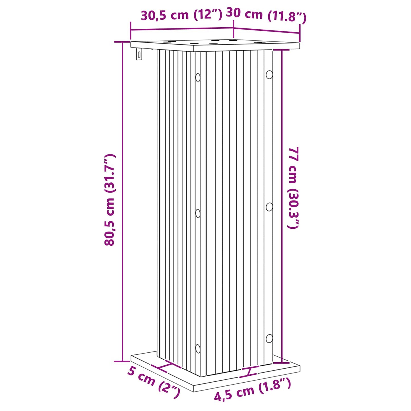 Supporto per piante Legno antico 30,5 x 30 x 80,5 cm | homemem39