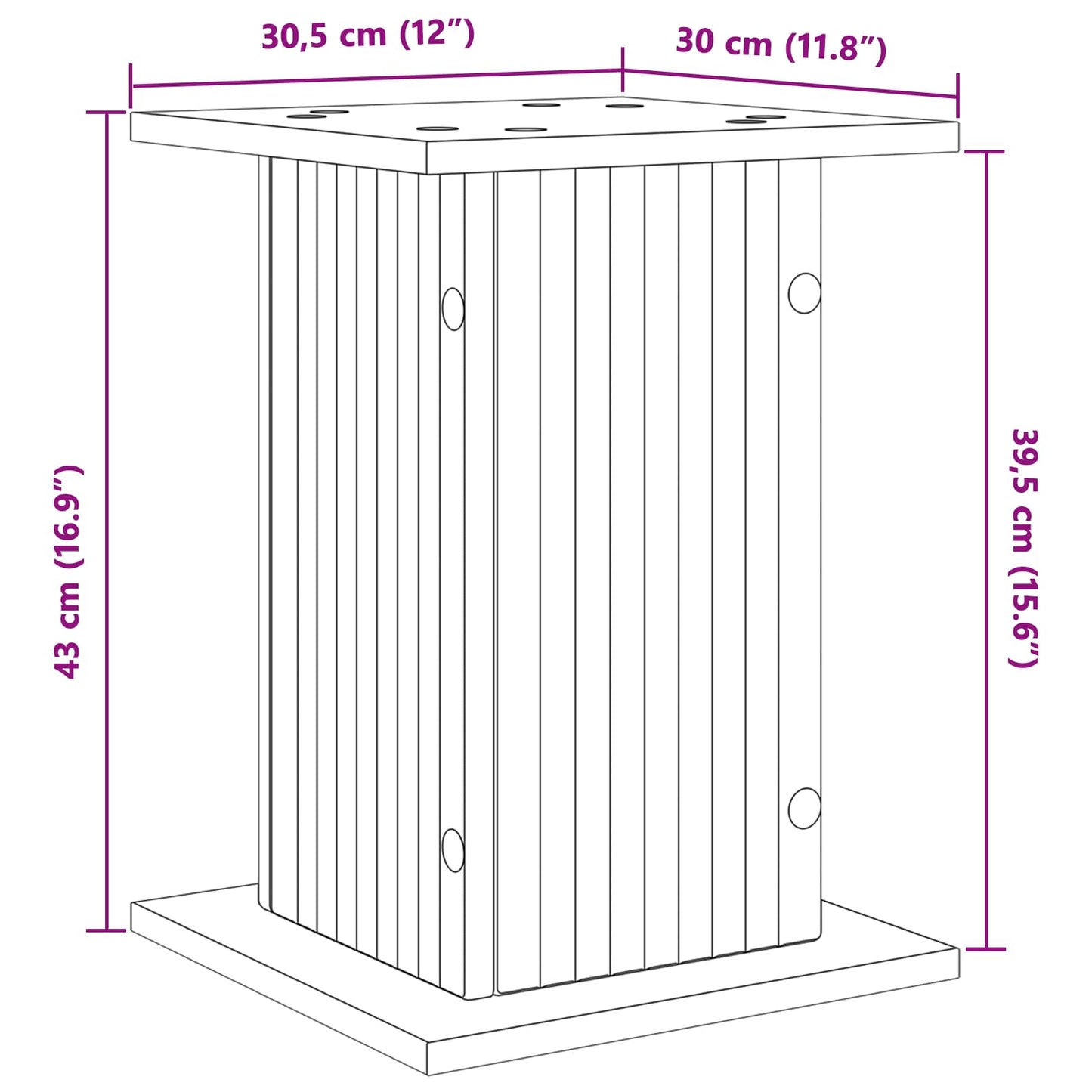 Supporto per piante Rovere Artigianale 30,5 x 30 x 43 cm | homemem39