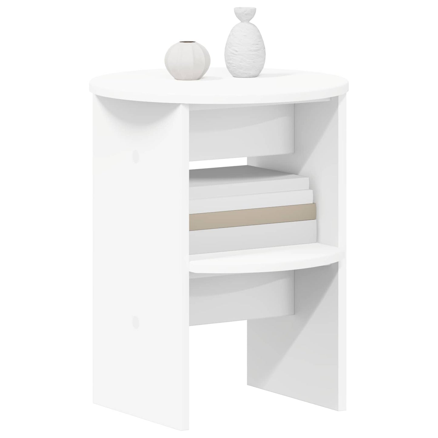 Mobile laterale Bianco Ø40 x 50 cm Legno ingegnerizzato | homemem39