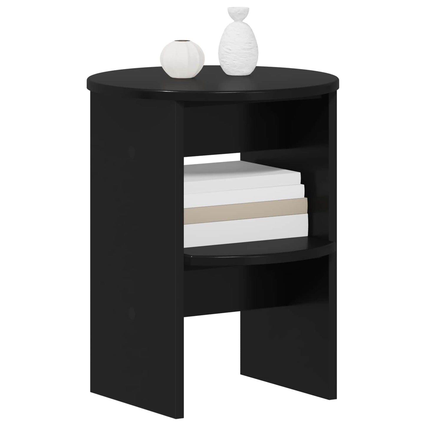 Mobile laterale 2 pcs Nero Ø40 x 50 cm Legno ingegnerizzato