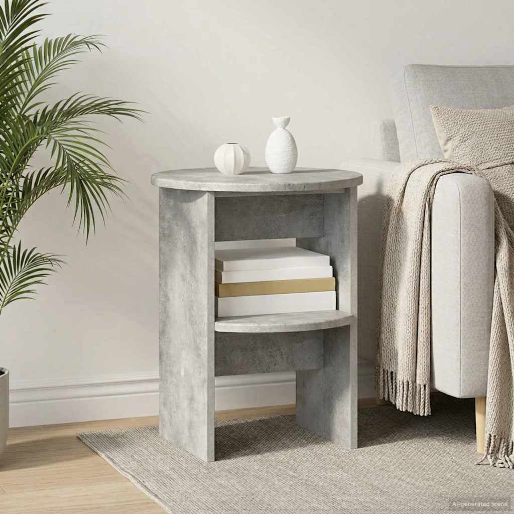 Mobile laterale Grigio Cemento Ø40 x 50 cm Legno ingegnerizzato