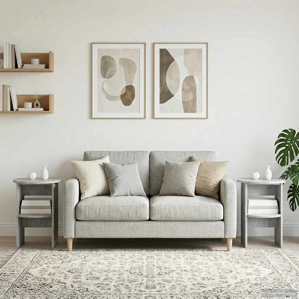 Mobile laterale 2 pcs Grigio Cemento Ø40 x 50 cm
