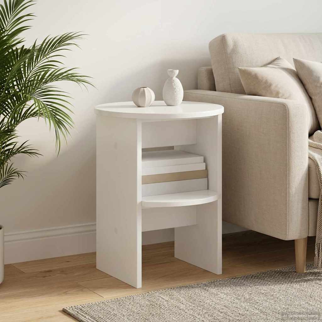 Mobile laterale Bianco Lucido Ø40 x 50 cm Legno ingegnerizzato