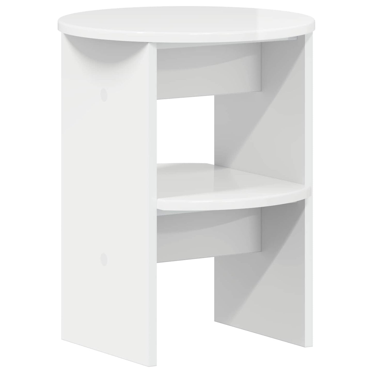 Mobile laterale Bianco Lucido Ø40 x 50 cm Legno ingegnerizzato