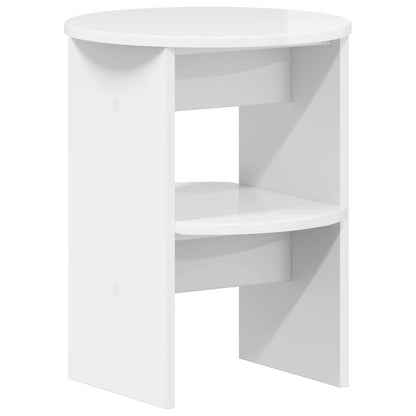 Mobile laterale Bianco Lucido Ø40 x 50 cm Legno ingegnerizzato