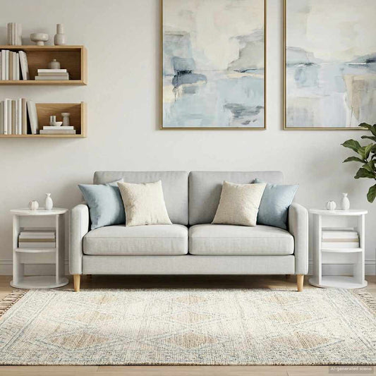 Mobile laterale 2 pcs Bianco Lucido Ø40 x 50 cm