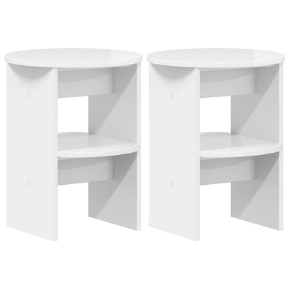 Mobile laterale 2 pcs Bianco Lucido Ø40 x 50 cm