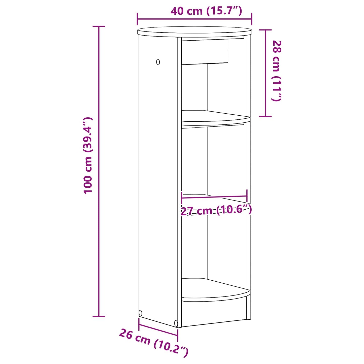 Mobile laterale Quercia Affumicata 40 x 40 x 100 cm | homemem39