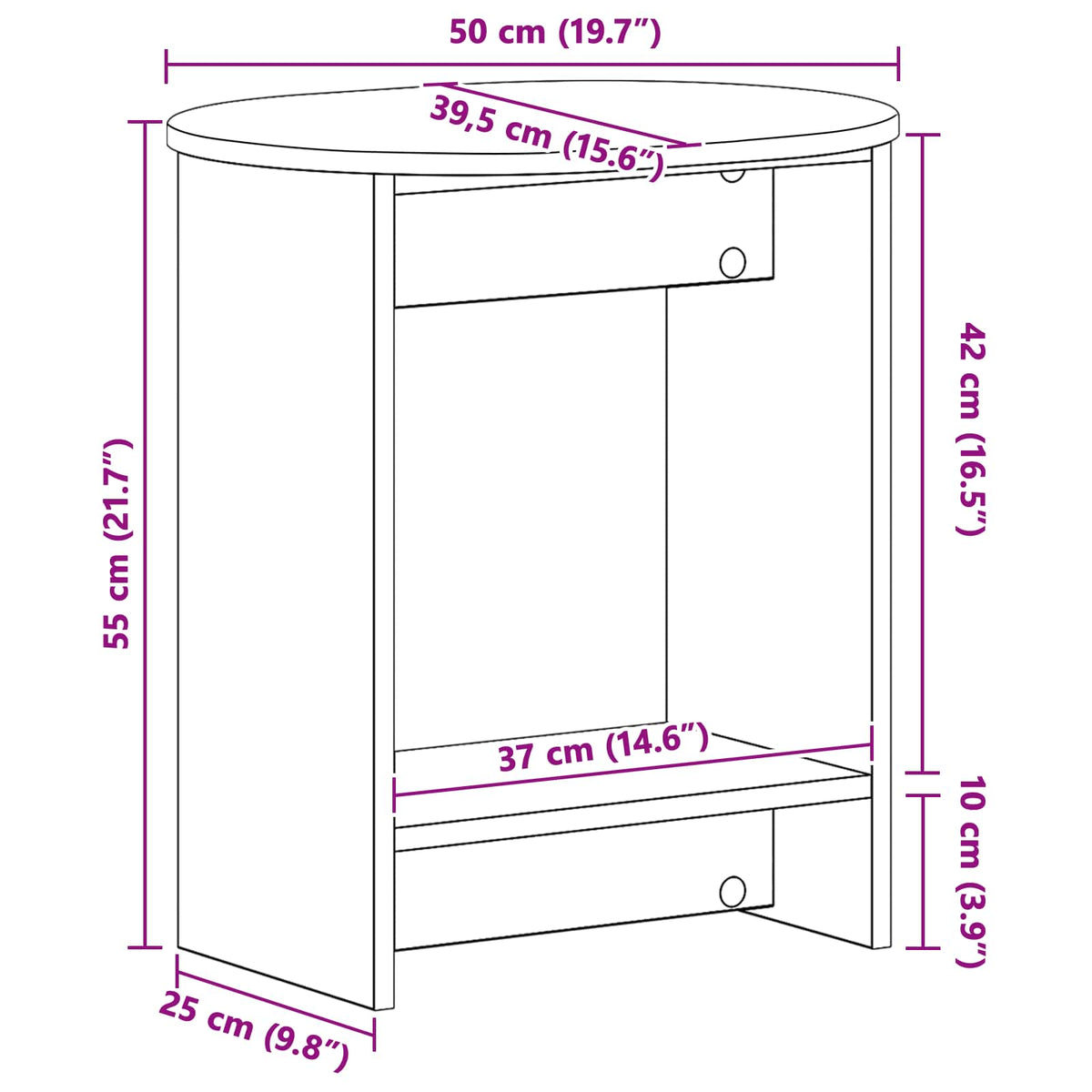 Tavolo laterale Rovere Fumo 50 x 39,5 x 55 cm | homemem39