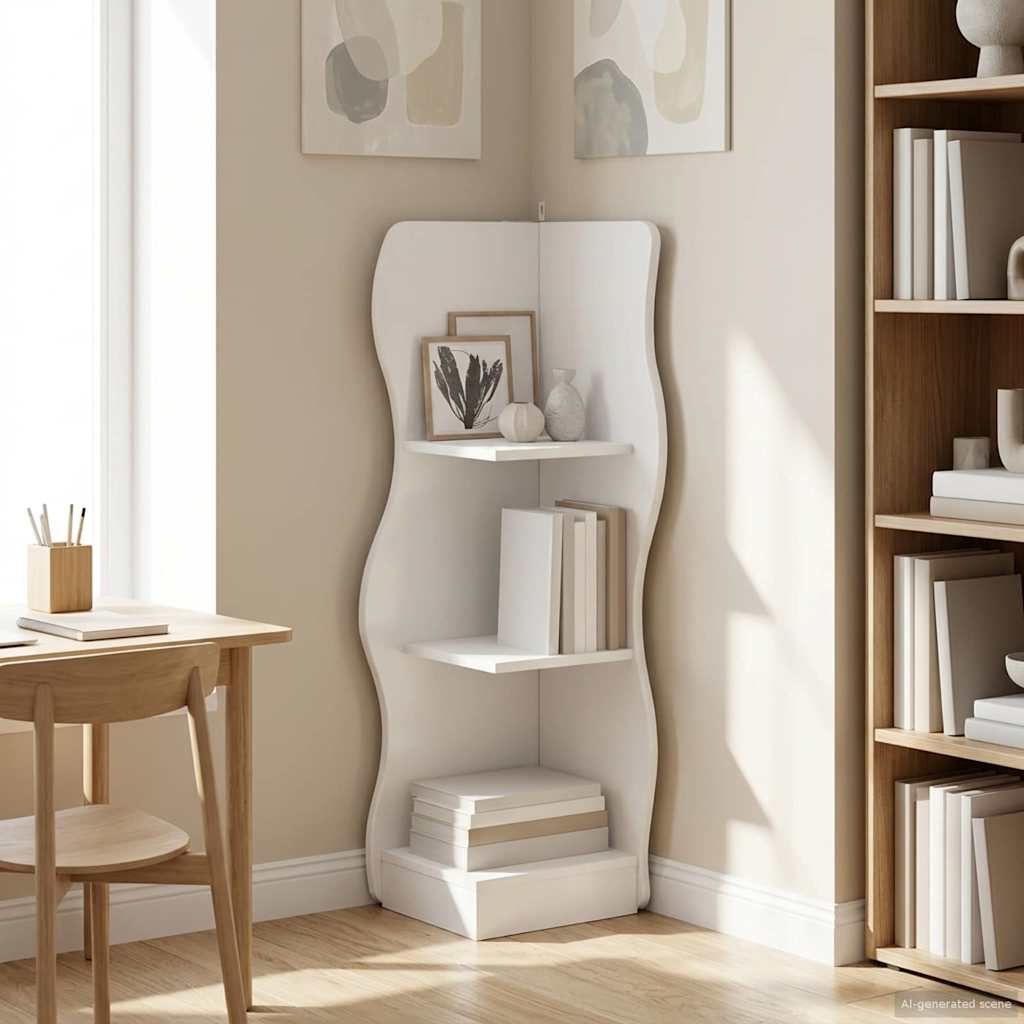 Mensola angolare Bianco 34 x 33 x 102 cm Legno ingegnerizzato