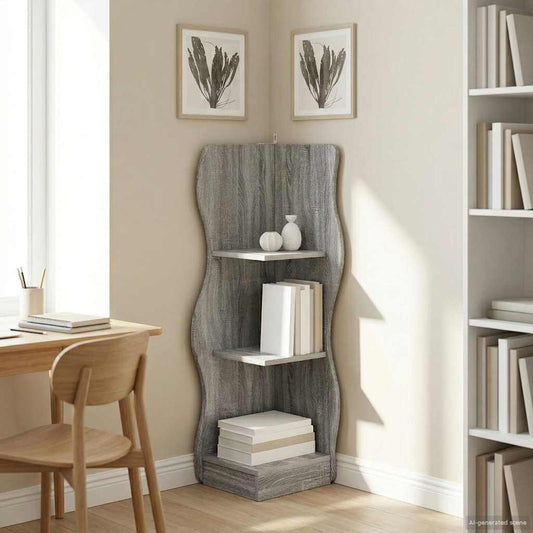 Mensola angolare con lo scaffale Grigio Sonoma 34 x 33 x 102 cm