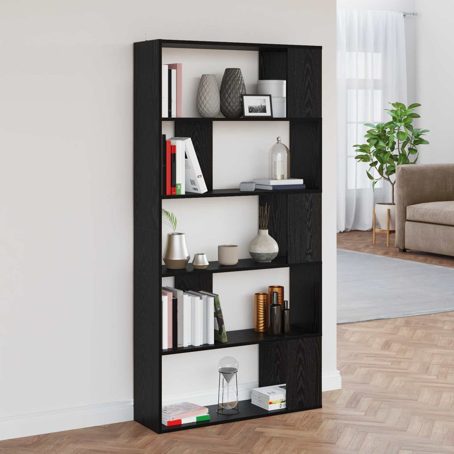 Armadio per Libri Rovere Nero 80 x 24 x 159 cm