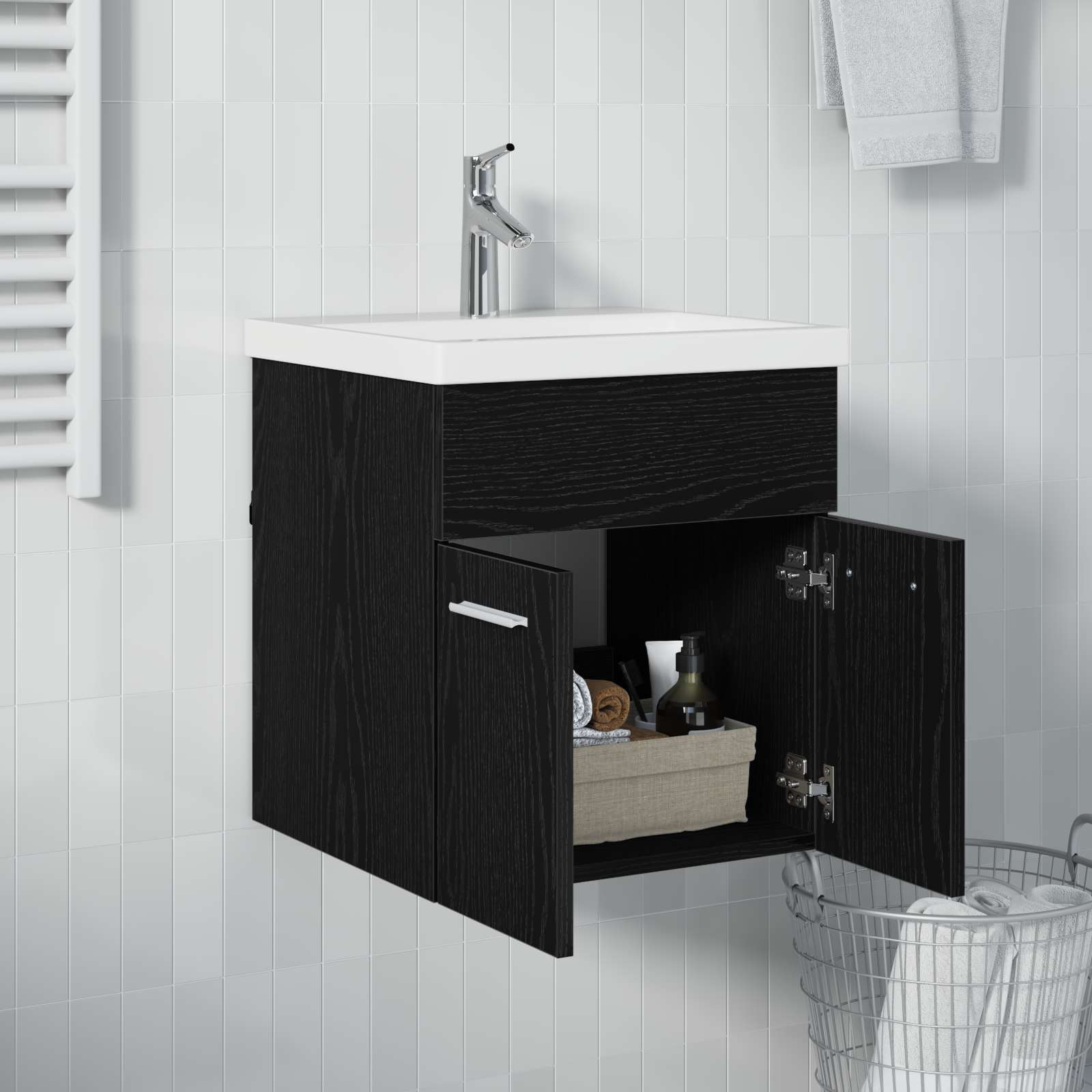 Armadio sottolavello con porta Rovere Nero 41 x 38,5 x 46 cm | homemem39