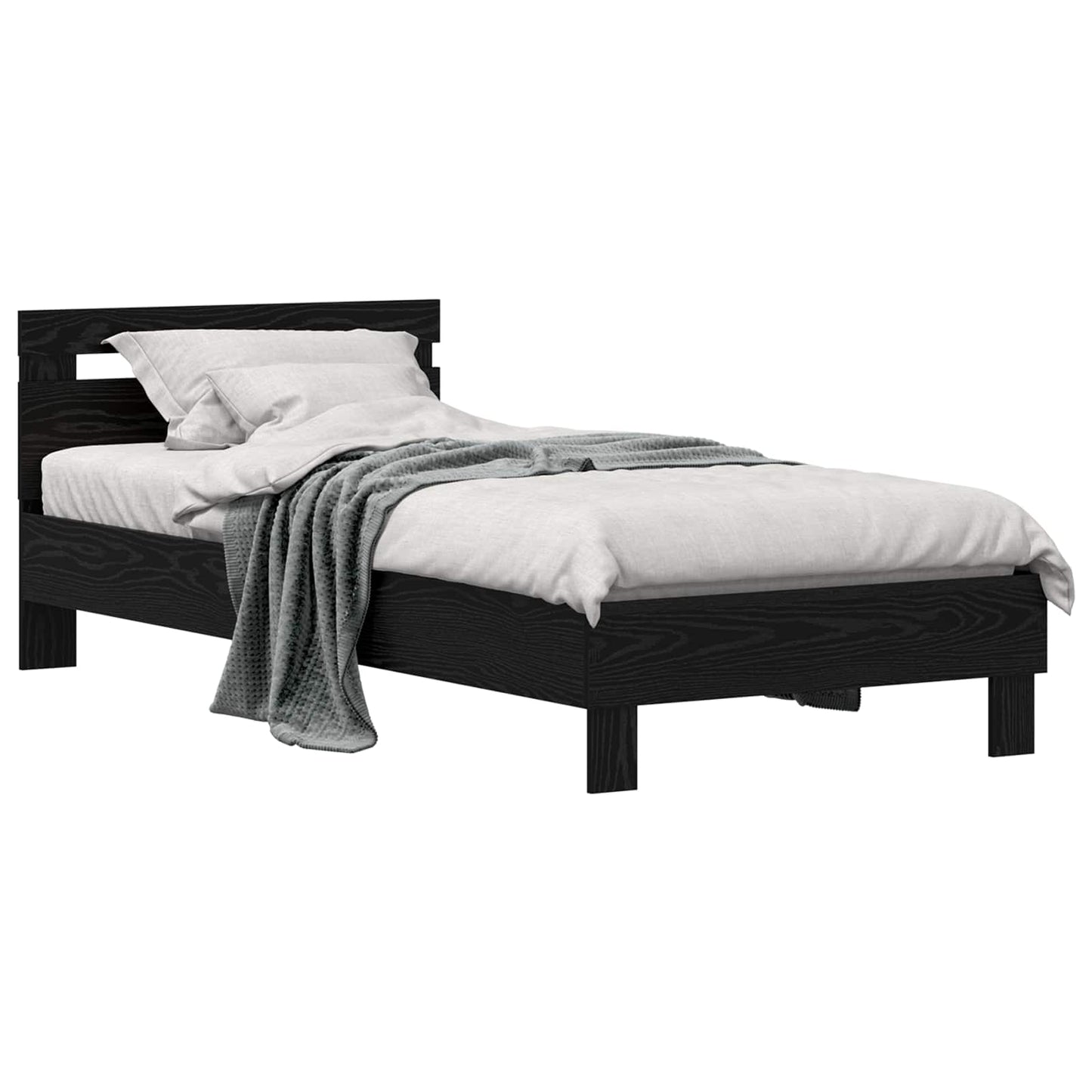 Struttura del letto Rovere Nero 98.5 x 200 cm Legno multistrato | homemem39