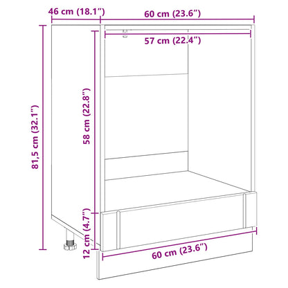 Armadio per forno LUCCA Rovere Nero 60 x 46 x 81,5 cm