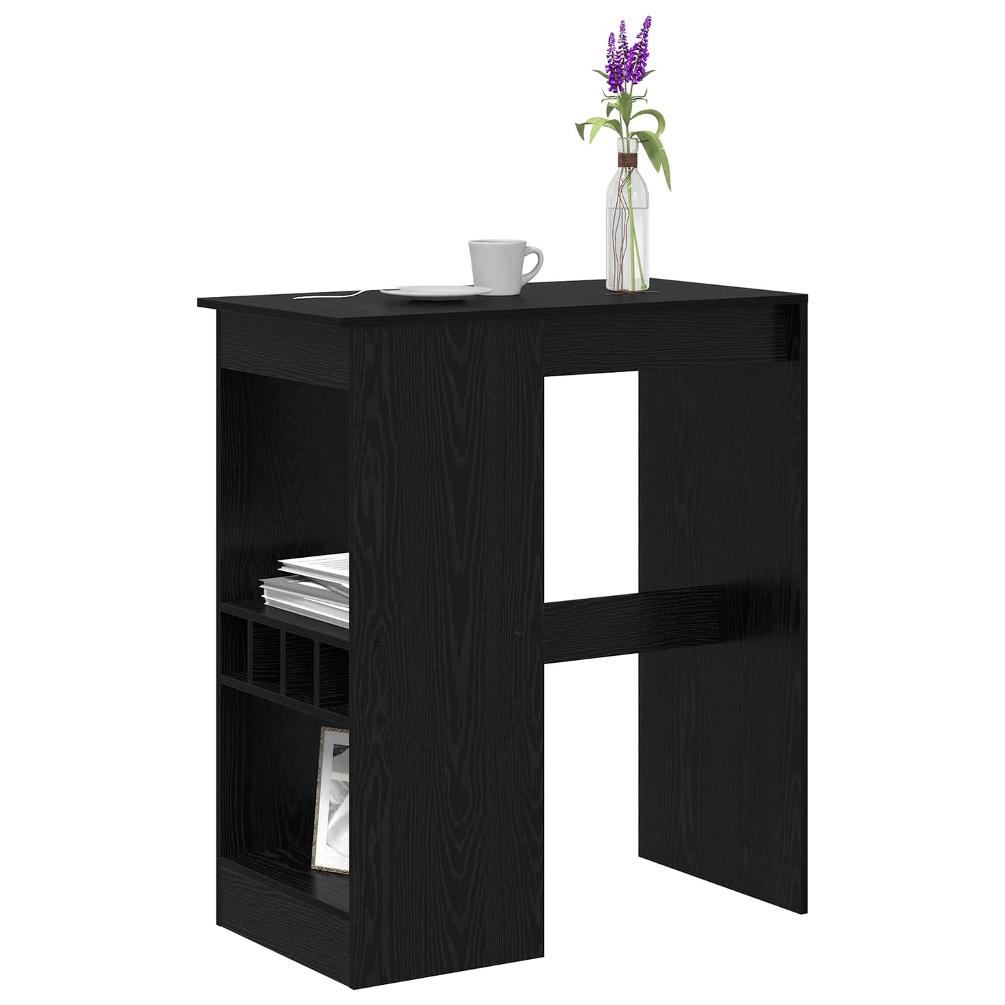 Tavolo da bar con lo scaffale Rovere Nero 90 x 47.5 x 103.5 cm